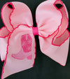 5" Pink western boot embroidered hair bow with fuchsia moon stitch. 3pcs/$12.00 BW-DSG-B303