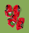 3" Christmas character double ribbon hair bows. Available in 2 colors! 12pcs/16.50