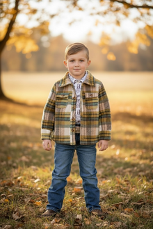  Mustard/tan plaid shacket. TPG60153018 Sol