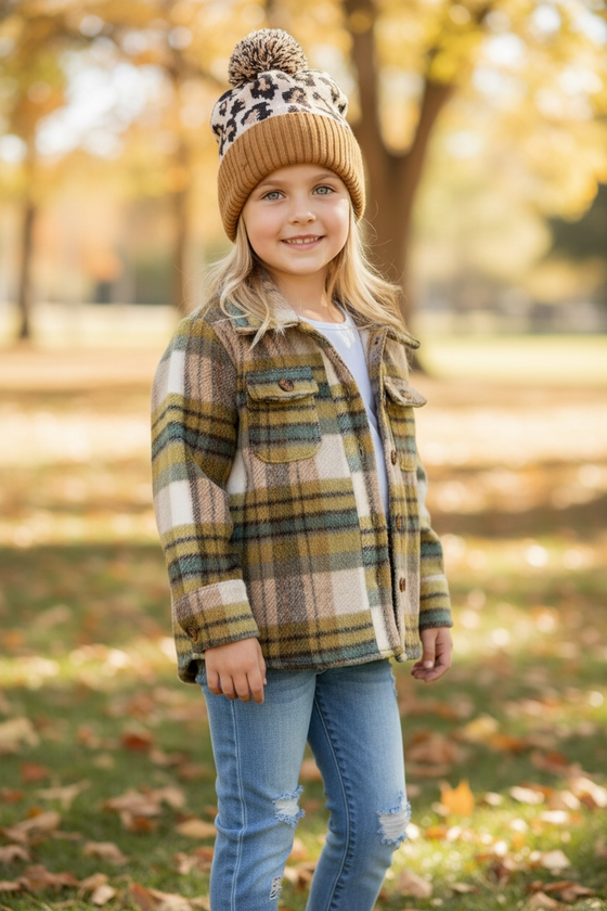 Mustard/tan plaid shacket. TPG60153018 Sol