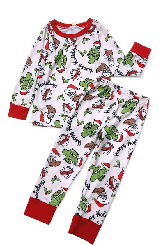Happy Holidays Western cactus printed pajamas. BLP080712-JEA