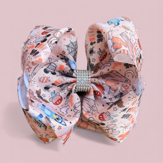 6.5" Halloween printed double layer hair bows. 4pcs/$10.00 BW-DSG-B257