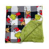 32" X 32" Faux fur Grin* printed baby blanket. BL060301-32*32inches