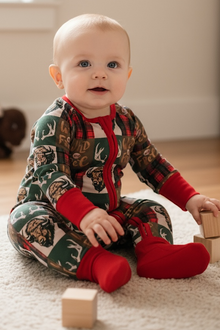  Wild & free Bison printed baby onesie with fold over footie and hands. LR073004 SOL