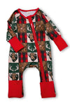 Wild & free Bison printed baby onesie with fold over footie and hands. LR073004 SOL