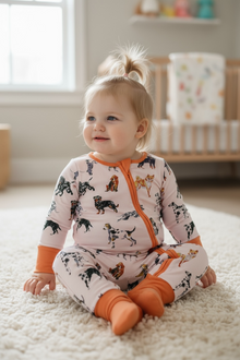  Multi-printed dog baby onesie. LR080704-AMY