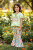 Floral pumpkin application top and bell bottoms.OFG52158 AMY