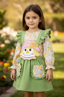  Scarecrow suspender dress with floral undershirt. OFG52155  SOL