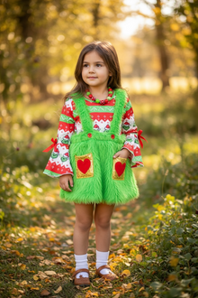  Christmas character printed bell sleeve top and suspender. OFG51095 JEAN