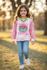 Howdy Grinch" Pink sweatshirt with sequins sleeves. TPG51374 SOL