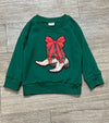 Western boot applique green top. TPG60411 Mon