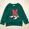 Western boot applique green top. TPG60411 Mon