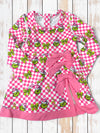 Pink & white checkered & Christmas character printed Yoga dress with undershorts. GLD0508-5-MON