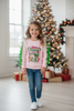 Merry Christmas" Lt.Pink Christmas character printed sweatshirt with ruffle detail on sleeves. TPG51372 SOL