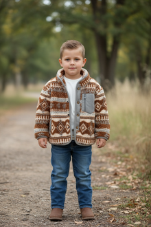  Aztec brown & tan sherpa jacket. TPG50529 SOL