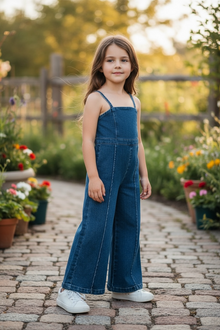  Cute dark blue denim jumpsuit with back zipper. PNG50704 jean