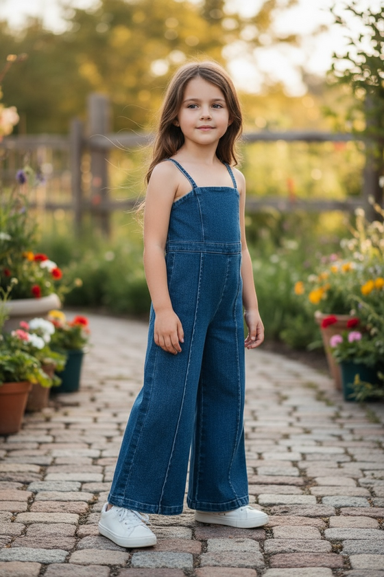 Cute dark blue denim jumpsuit with back zipper. PNG50704 jean