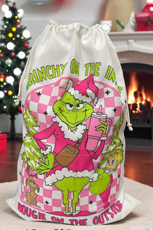  19" X 27"Pink Christmas character Christmas sack. SC-13