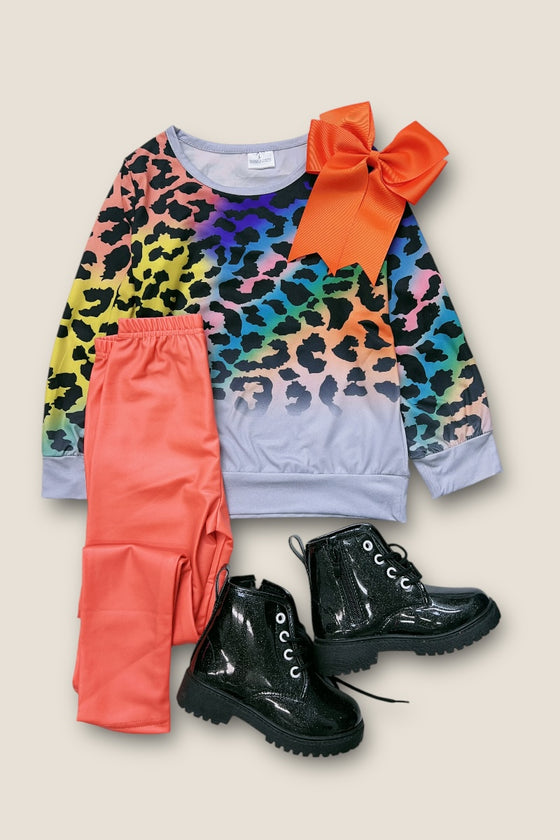 (GIRLS).Tie dye animal printed long sleeve top. LC-TP-20218565-AMY