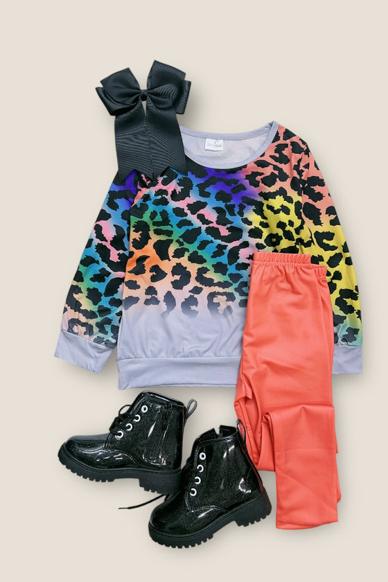 (GIRLS).Tie dye animal printed long sleeve top. LC-TP-20218565-AMY