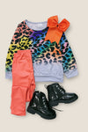 (GIRLS).Tie dye animal printed long sleeve top. LC-TP-20218565-AMY