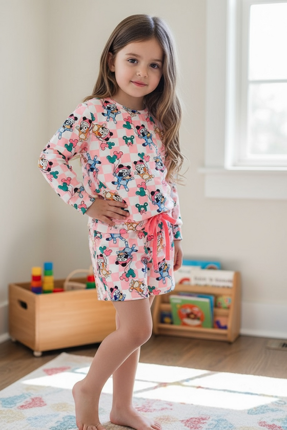Dog Christmas character printed girls 2 piece set. OFG53157 AMY