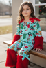 Christmas character 2 piece set on pink with red fur. OFG51177 JEAN