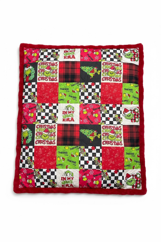 Christmas Character 50" X 60" throw blanket with fleece and red trim. BL072305-50*60inches