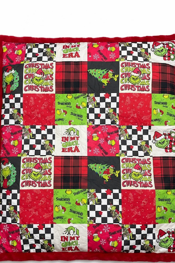 Christmas Character 50" X 60" throw blanket with fleece and red trim. BL072305-50*60inches