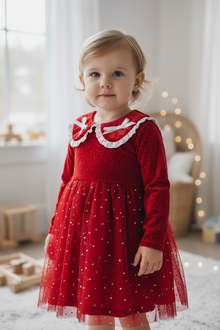  ❄️DRG42234 AMY: Shimmery red dress with fancy velvety fabric.
