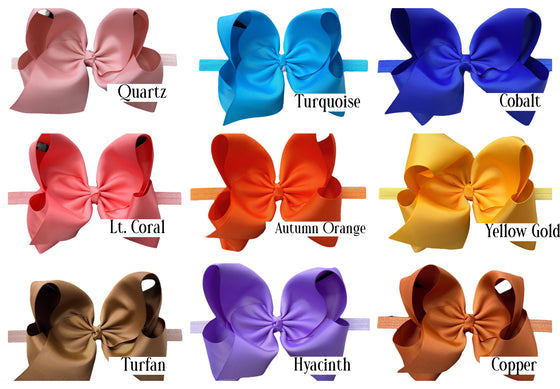 6"Baby headbands available in 10 colors. 5pcs/$10.00
