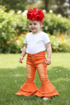 ORANGE DOUBLE LAYER DENIM BELL PANTS. KISSY-2020-18JEA
