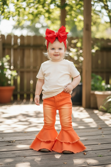  ORANGE DOUBLE LAYER DENIM BELL PANTS. KISSY-2020-18JEA