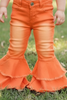 ORANGE DOUBLE LAYER DENIM BELL PANTS. KISSY-2020-18JEA