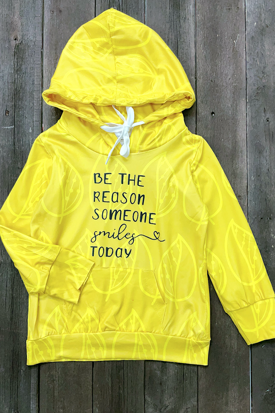 YELLOW SWEATSHIRT WITH HOODIE. (BE THE REASON SOMEONE SMILE TODAY!) CXS-950367 WEN