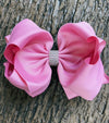 WILD ROSE 6.5"RHINESTONE  WIDE HAIR BOWS. 5PCS/$10.00 DOUBLE LAYER. BW-149-S