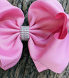 WILD ROSE 6.5"RHINESTONE  WIDE HAIR BOWS. 5PCS/$10.00 DOUBLE LAYER. BW-149-S