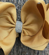 PALE GOLD RHINESTONE HAIR BOW. 6.5" WIDE 5PCS/$10.00. BW-693-S