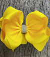 DAFFODIL RHINESTONE HAIR BOW, 6.5" WIDE 5PCS/$10.00 BW-645-S