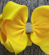 DAFFODIL RHINESTONE HAIR BOW, 6.5" WIDE 5PCS/$10.00 BW-645-S