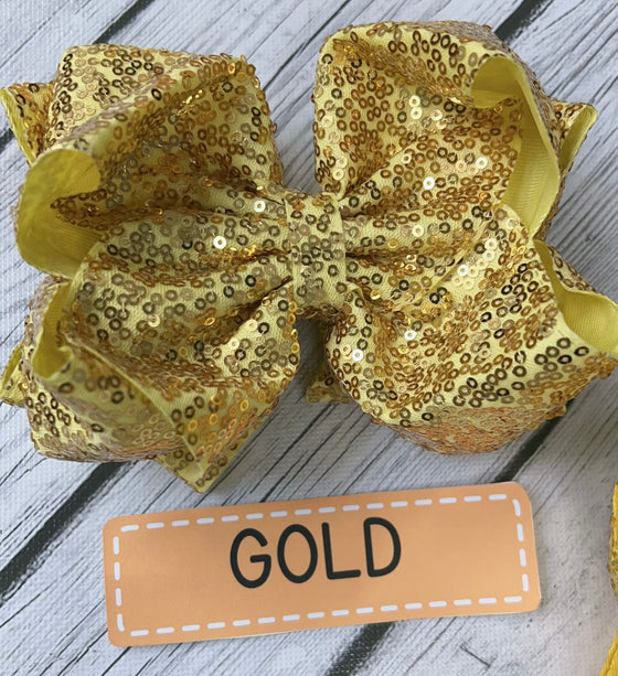 6.5" Double layer sequins hair bows. 4pcs/$10.00 DBW-2 (Added Inventory💖💖