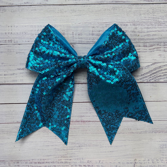Sequins cheer hair bows w/alligator clip. (6pcs/$10.50) CHEERBOW-2023-B