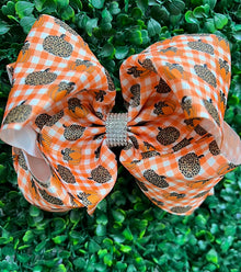 6.5" Wide double layer cheetah pumpkin printed hair bows.(4PCS/$10.00) BW-DSG-239