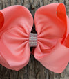 LT.CORAL DOUBLE LAYER RHINESTONE HAIR BOWS 6.5"WIDE 5PCS/$10.00 BW-238-S