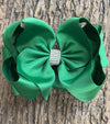 FOREST GREEN DOUBLE LAYER RHINESTONE HAIR BOWS 6.5" WIDE 5PCS/$10.00 BW-587- S