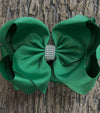 FOREST GREEN DOUBLE LAYER RHINESTONE HAIR BOWS 6.5" WIDE 5PCS/$10.00 BW-587- S