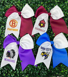  7" X 7" Cheer hair bows with alligator clip. 4pcs/$10.00