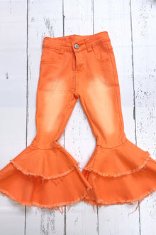  ORANGE DOUBLE LAYER DENIM BELL PANTS.  KISSY-2020-18JEA