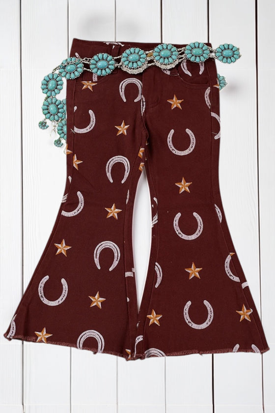HORSESHOE & STAR PRINTED BOOTCUT DENIM JEANS. PNG25153009-LOI