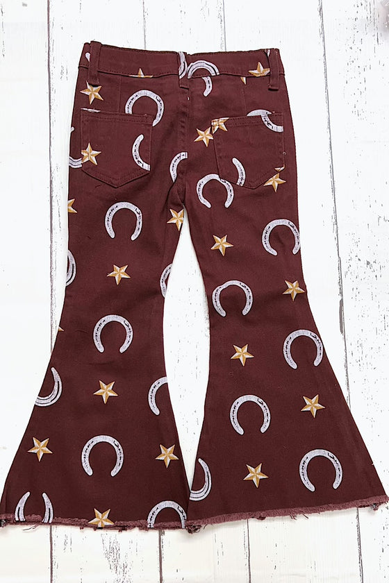 HORSESHOE & STAR PRINTED BOOTCUT DENIM JEANS. PNG25153009-LOI